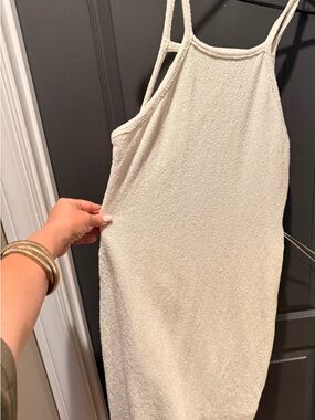 Gianni Bini Cream Backless Textured Slip Dress